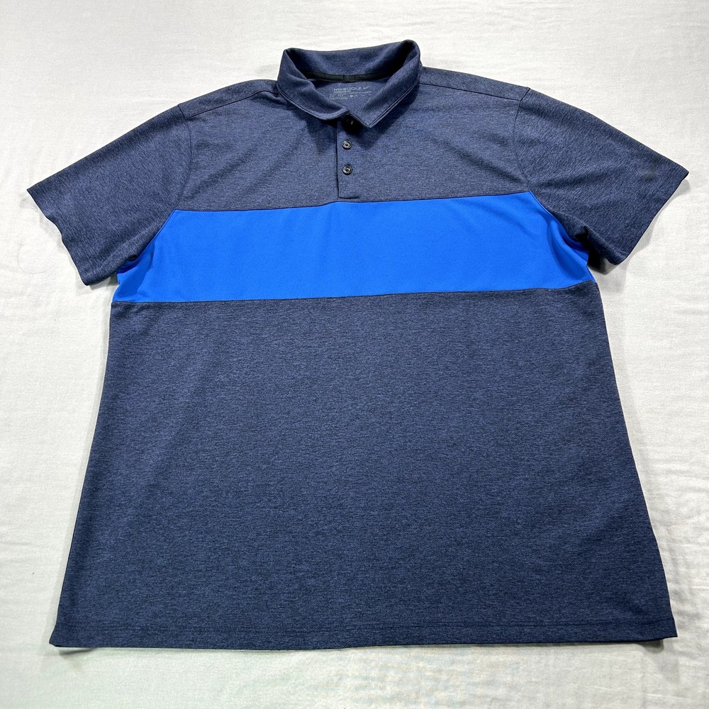 Nike Polo Shirt Adult Extra Large Blue Dri-Fit Standard Lightweight Golf Mens